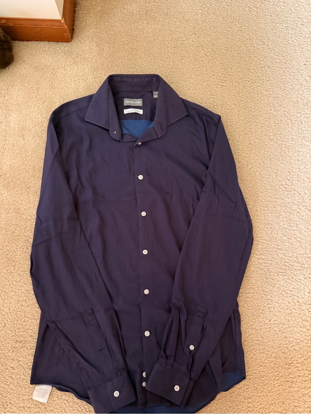 Michael Kors Men's Dark Navy Button-Down Dress Shirt